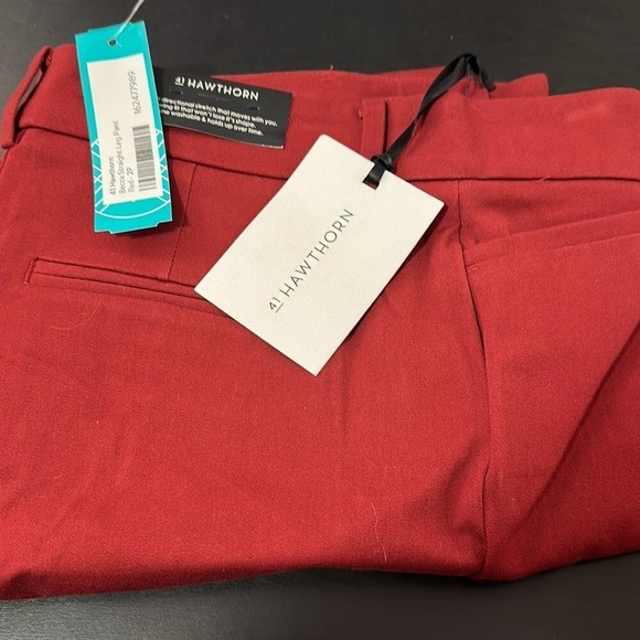 41 Hawthorn Pants 2P Becca Straight Leg Burgundy Ponte Stretch Tailored Preppy - Picture 8 of 15